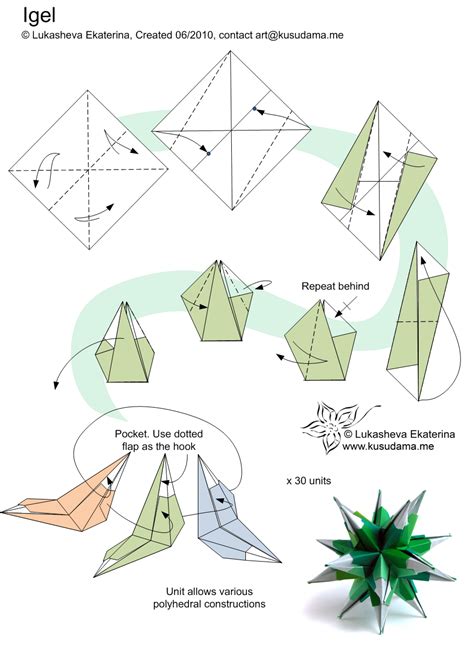 Kusudama Igel | Origami diagrams, Geometric origami, Modular origami