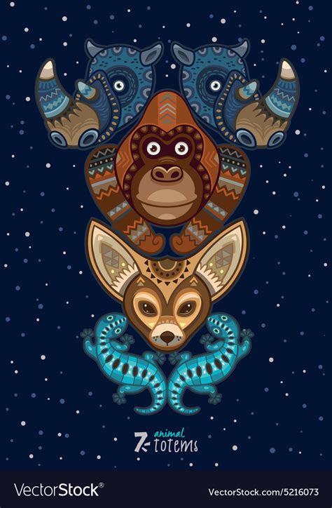 Wild totem animal rhino Royalty Free Vector Image