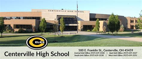 Image of Centerville High School logo and address