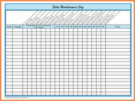 Equipment Maintenance Log Template Excel Elegant Basic Car Maintenance Schedule | Schedule ...