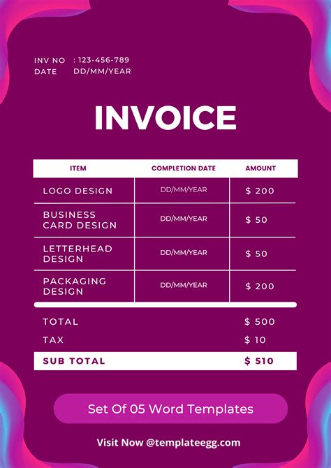 Order Now And Receive A Invoice Template Word Document