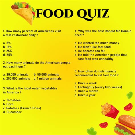 Free Food Picture Quiz Printable