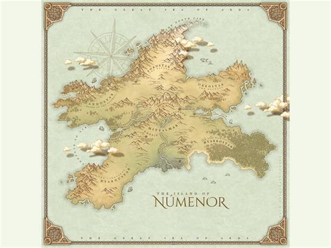 Numenor Map Light Fantasy Tolkien Lord of the Rings Map - Etsy