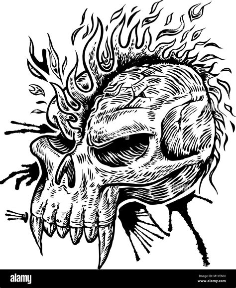 Flaming Skull Drawings In Pencil