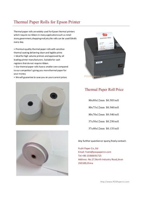 Thermal Paper Rolls for Epson Printer