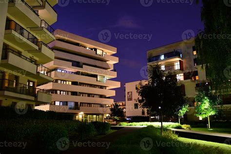 Exterior of apartment building at night 27852701 Stock Photo at Vecteezy