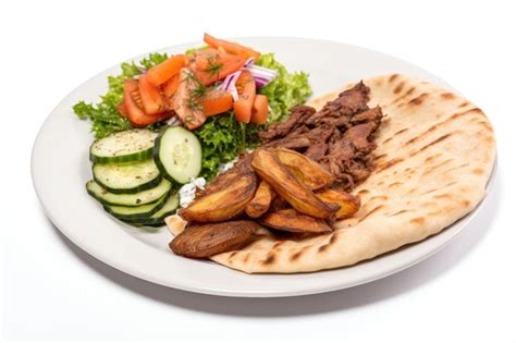 Premium AI Image | Vegan doner with fries and salad on a white plate