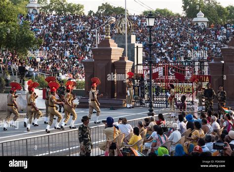 Wagah-Attari border ceremony. Border between India and Pakistan about 29 km from Amritsar and 22 ...