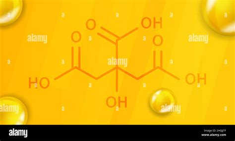 Citric acid chemical formula. Citric acid 3D Realistic chemical molecular structure Stock Vector ...
