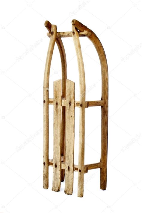 Vintage wood sled | Old vintage wooden sled on white — Stock Photo ...