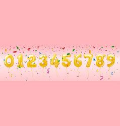 Gold cartoon balloon numbers for birthday party Vector Image