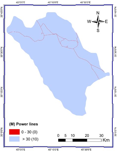 Buffer zone and suitability index map: (A) Power lines. | Download ...