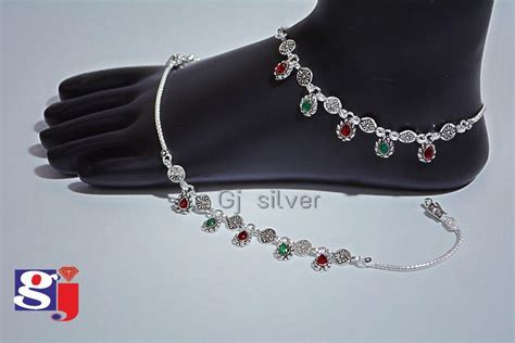 A pair of anklets , latest silver payal design ! #fashion #silver #jewellery #gj | Payal designs ...