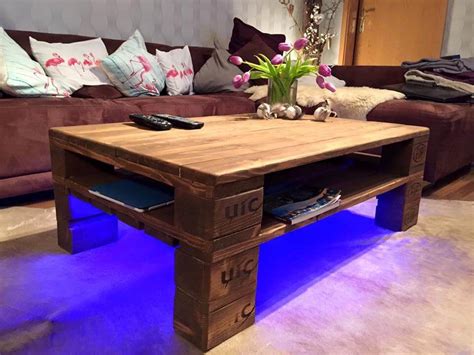 Rustic Pallet Coffee Table + LED Lights | 101 Pallets