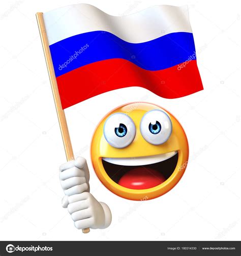 Emoji Mit Russischer Flagge Emoticon Schwenkt Nationalflagge Der ...