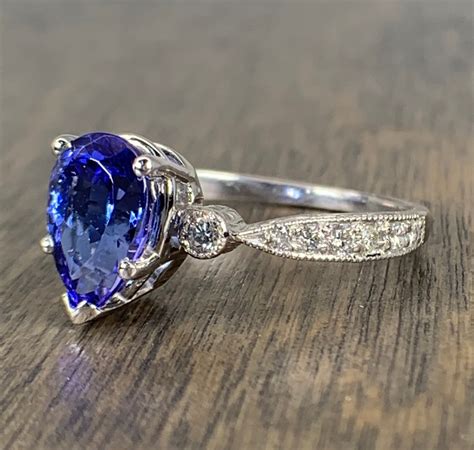 Ladies Platinum Diamond Vintage Style Tanzanite Ring