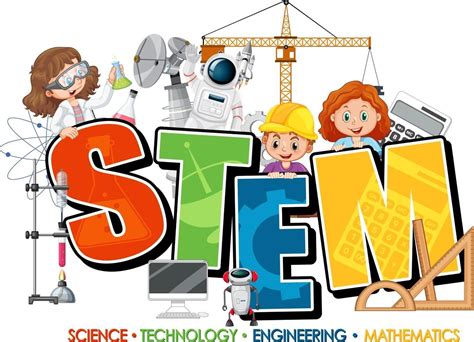 STEM education logo with children cartoon character 2978595 Vector Art at Vecteezy