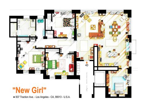 Floorplan of the loft/apartment from NEW GIRL. by nikneuk on DeviantArt