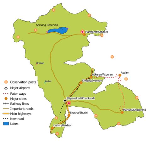 Infrastructure map of the Nagorno-Karabakh Republic (the map was ...