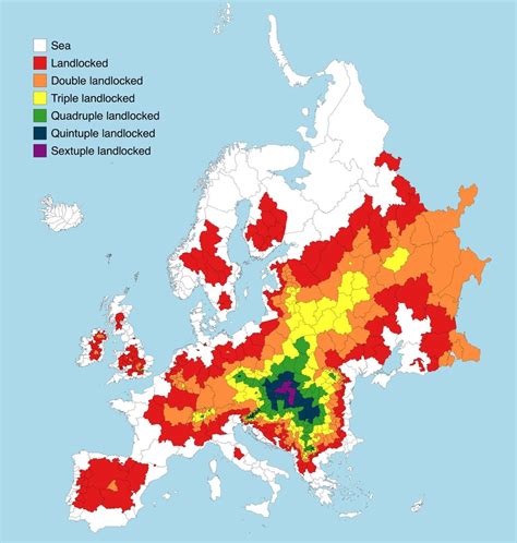 How far every province in Europe is from the sea | European map, Map ...