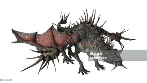 3d Rendering Fantasy Spiky Dragon On White Stock Photo - Download Image ...