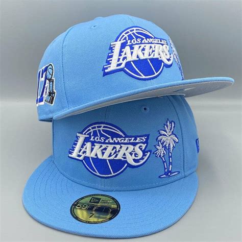 New Era LA Lakers Baby Blue Side Patch 59Fifty Fitted Hat