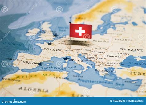 The Flag of Switzerland in the World Map Stock Image - Image of atlas ...