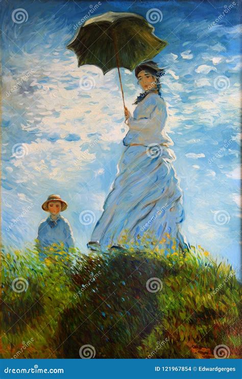 Woman with a Parasol-Madame Monet Editorial Stock Image - Image of century, green: 121967854