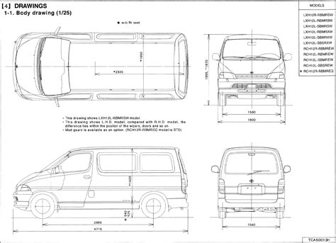 Toyota Hiace 1995-2001 Blueprint - Download free blueprint for 3D modeling