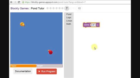 Blockly Games Pond Tutor Level 7 - YouTube