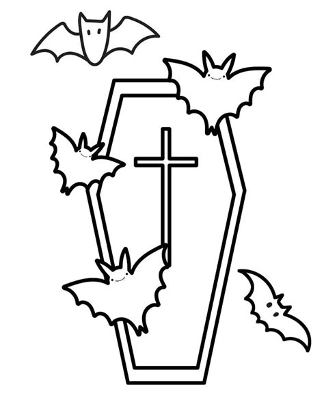 Bats and Coffin coloring page - Download, Print or Color Online for Free