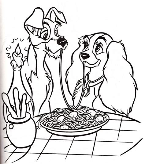 Walt Disney Coloring Pages - The Tramp & Lady - Walt Disney Characters ...