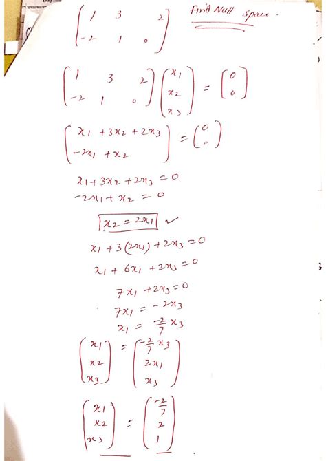 Null Space of Vector and Examples - Docsity