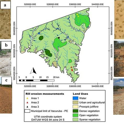 Land cover, use, and areas where the erosion plots were established in... | Download Scientific ...