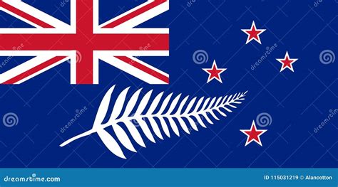 New Zealand Flag with Silver Fern Stock Vector - Illustration of ...