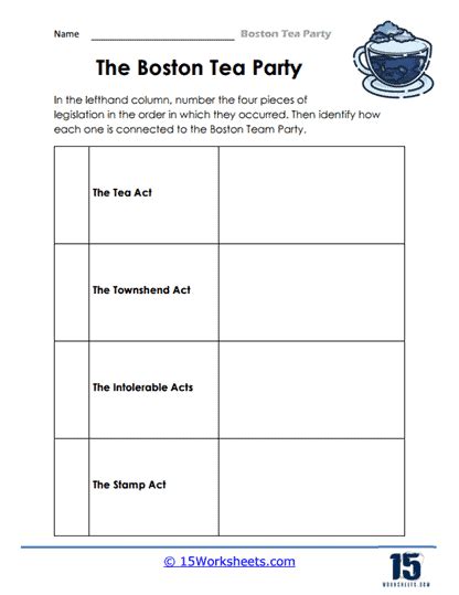 Boston Tea Party #10 Worksheet - 15 Worksheets.com