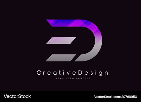 Ed letter logo design purple texture creative Vector Image