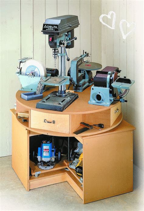 a sewing machine is sitting on top of a wooden table with drawers and tools in it