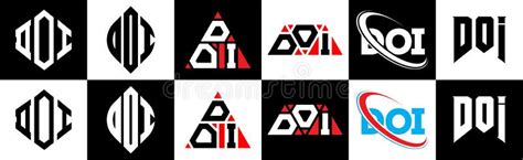 DOI Letter Logo Design in Six Style. DOI Polygon, Circle, Triangle, Hexagon, Flat and Simple ...