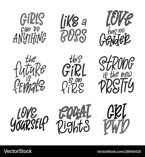 Set inspirational girl power quotes hand drawn Vector Image