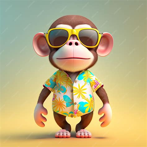 Premium Photo | Funny monkey wearing sunglasses on a colorful background Generative AI