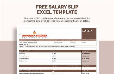 Employee Salary Slip Template in Excel, Google Sheets - Download ...