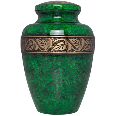 Green Cremation Urn - Funeral Urn for Human Ashes - Hand Made in Brass ...