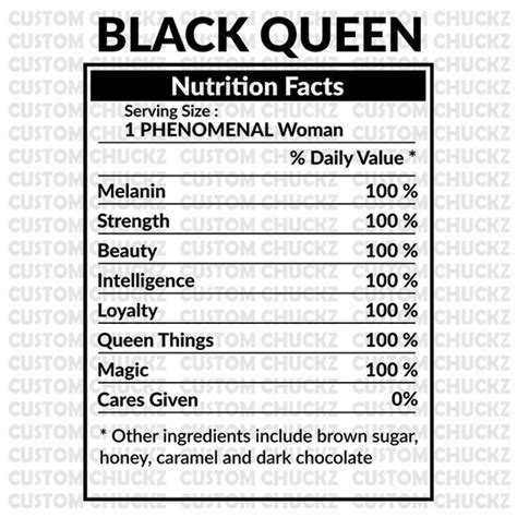 Black Queen Svg, Nutritional Facts Svg, African American Woman, Melanin ...