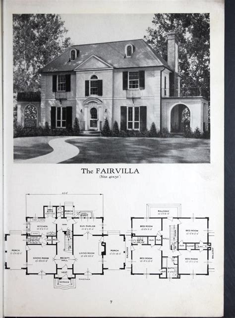 Homes of brick and stucco. | Colonial house plans, Vintage house plans, Colonial house