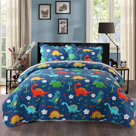 100% Cotton 3 Piece Kids Quilt Bedspread Comforter Set Throw Blanket ...