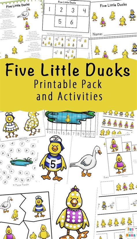 Your Kids Will Love This Five Little Ducks Counting Printable Set | Nursery rhymes preschool ...