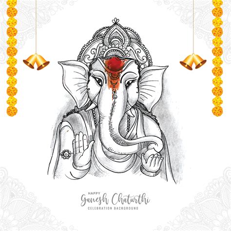 Hand draw sketch lord ganesh chaturthi beautiful holiday card background 10520448 Vector Art at ...