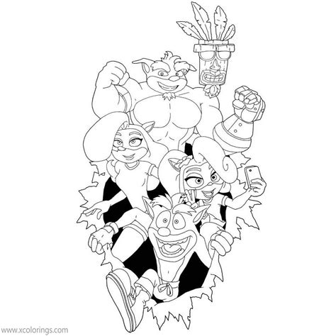 Crash Bandicoot Coloring Pages Characters - XColorings.com