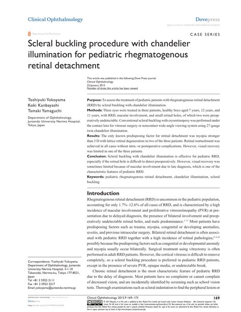 (PDF) Scleral buckling procedure with chandelier illumination for pediatric rhegmatogenous ...